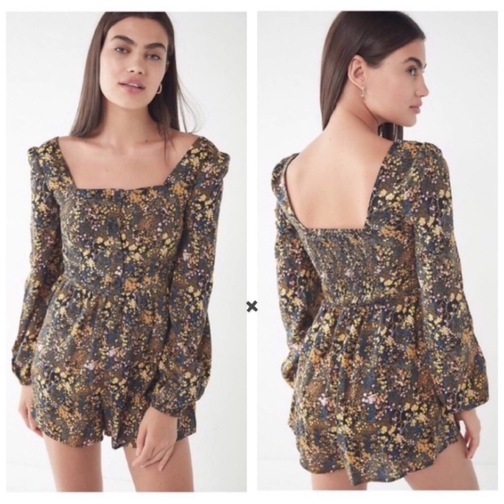 Urban Outfitters Paulina Floral Square Neck Romper